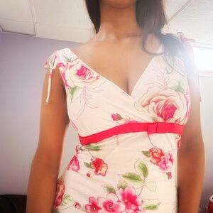 Y2K floral babydoll style bodycon midi dress